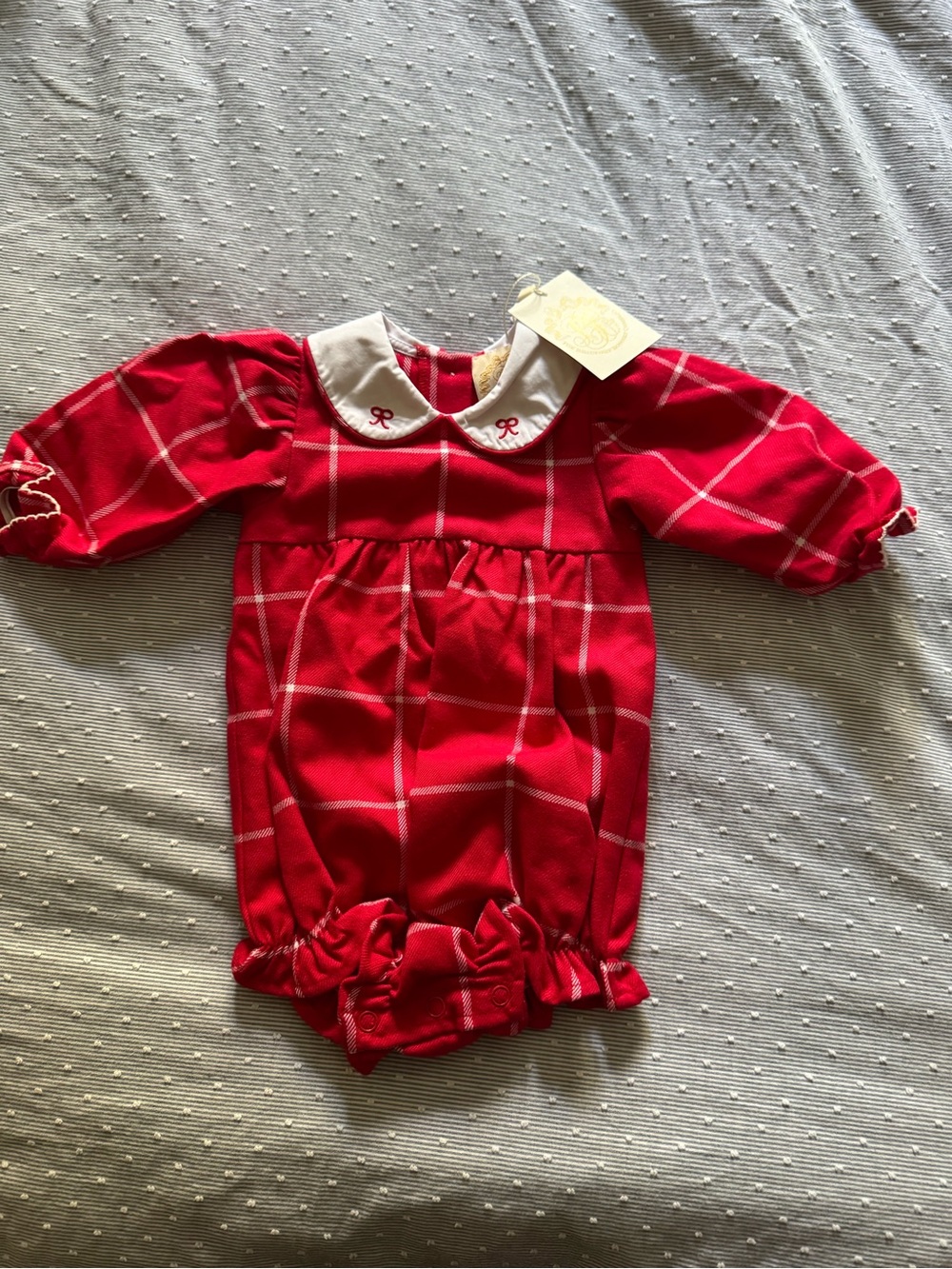The Beaufort Bonnet Company Red Windowpane Dress with White Peter Pan Collar